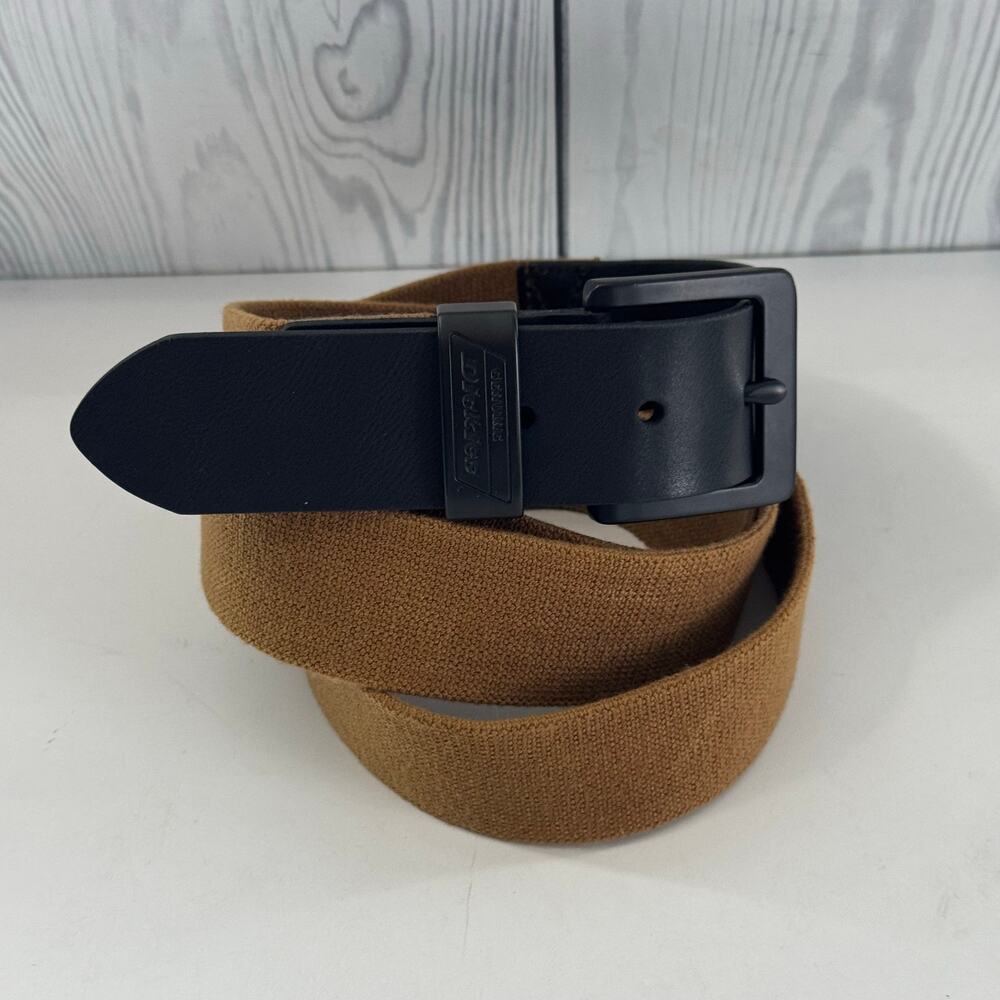Dickies Brown Stretchy Belt - Black Leather Trim - Men's Size 50-52